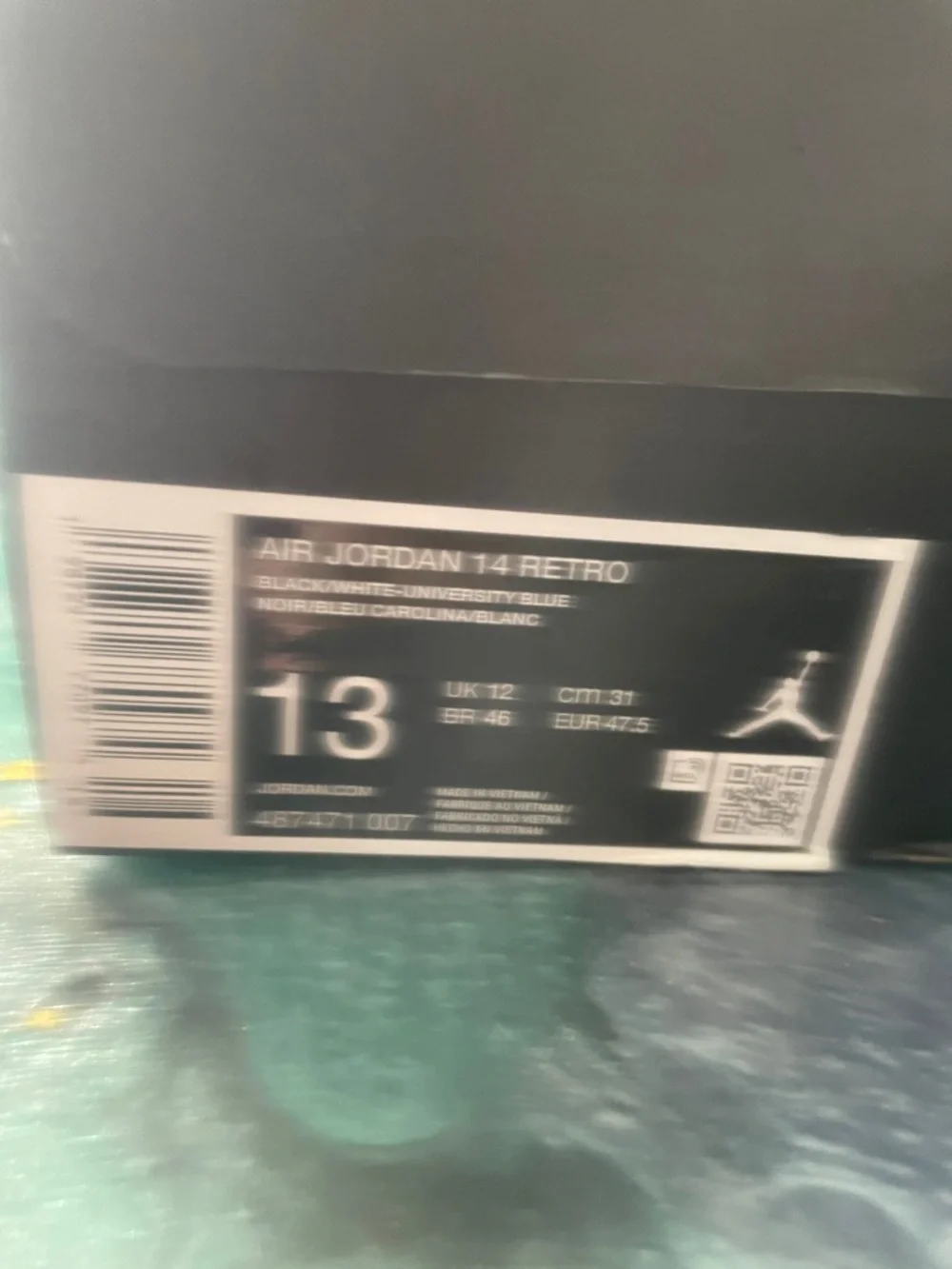 Air Jordan 14 Retro Men’s Black and University Blue Retro Sneakers - Picture 12 of 12